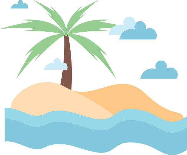 海滩平面设计模板孤立图片下载