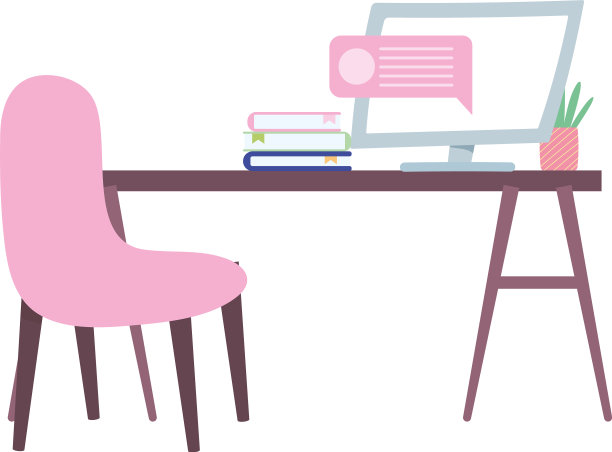 工作空间，书桌，椅子，电脑，书籍和植物图片下载