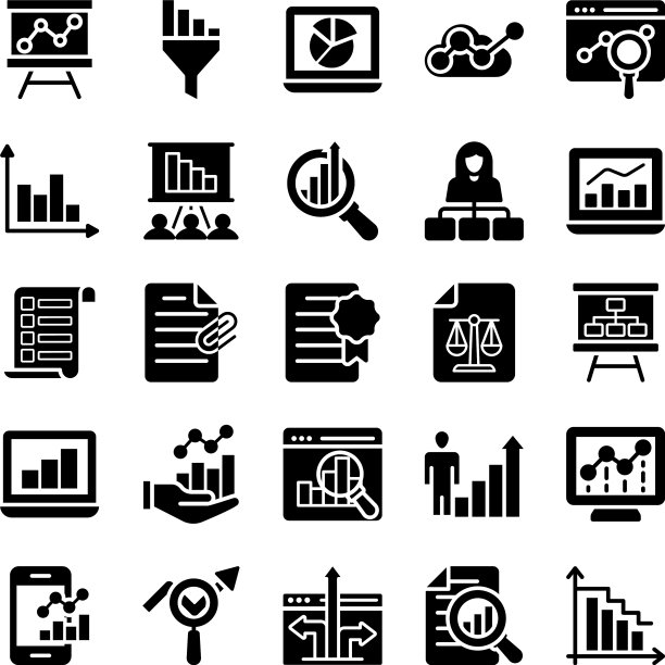 图表分析标志字形图标集图片下载