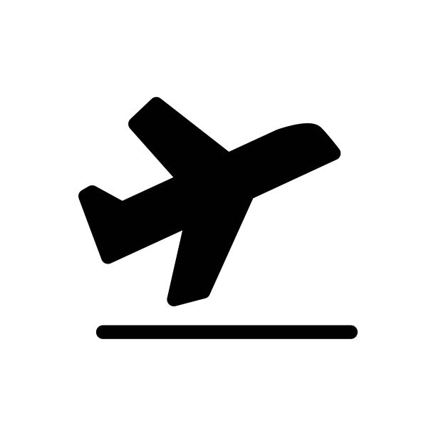 航空公司喷气式飞机剪影起飞图标插图。飞机起飞标志。图片下载
