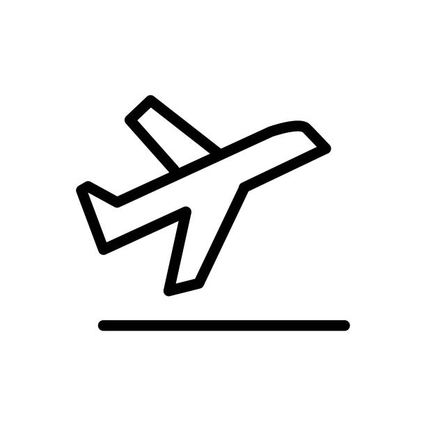 一架飞机剪影起飞图标插图。飞机离开的迹象。图片下载