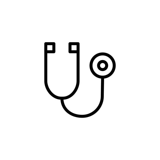 线性设计的听诊器图标：医疗诊断标志图片下载