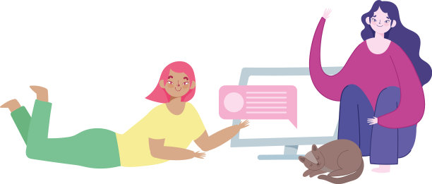 远程工作的女性卡通在地板上图片下载