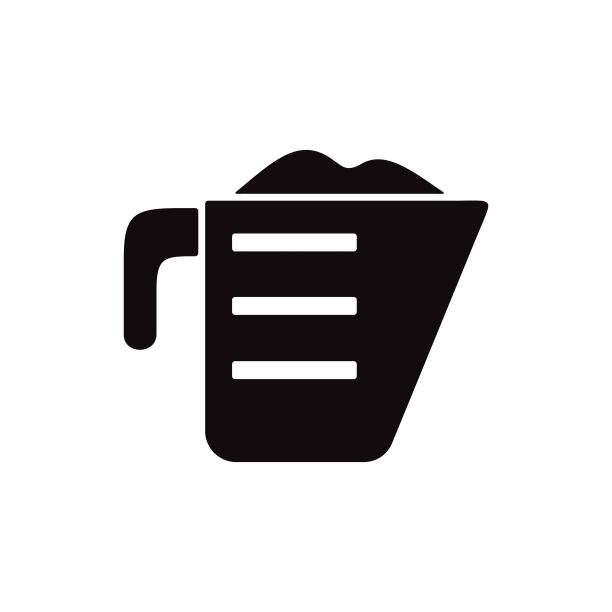 白色背景上的运动营养勺图标。蛋白粉杯子符号。图片下载