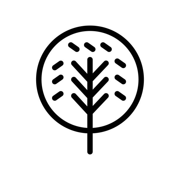 白色背景上的简易树形线性设计图标插图图片下载