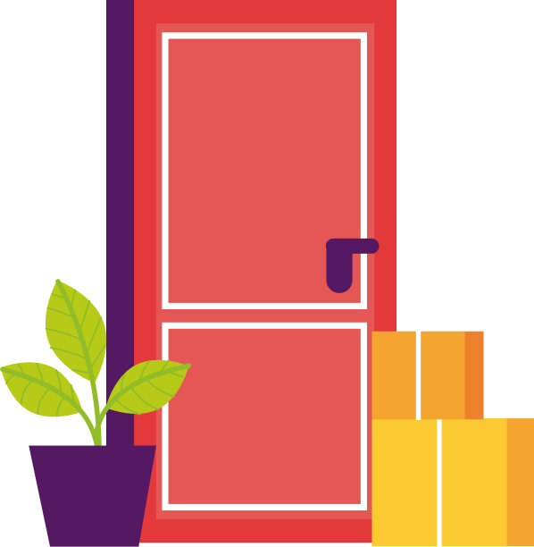 盒子和室内植物上门送货服务图片下载