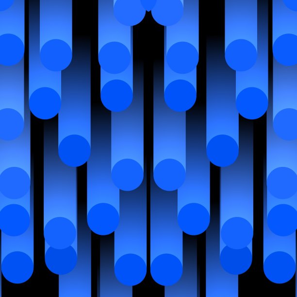 许多亮蓝色的塑料管排列成有趣的组形图案和设计图片下载