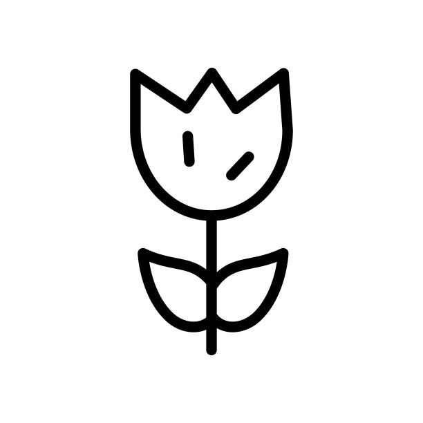 简单的花图标插图在线条设计风格孤立的白色背景。图片下载