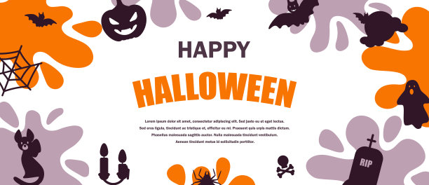 万圣节水平旗帜。空间的文本。矢量图图片下载