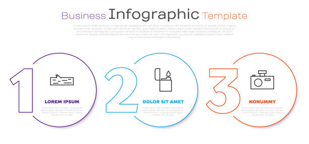 木制原木，打火机和相机。业务信息模板。向量图片下载