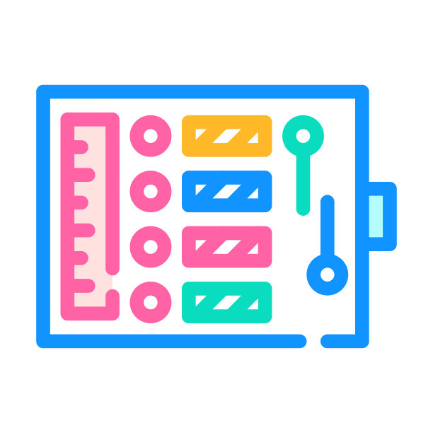 缝纫工具包颜色图标矢量平面插图图片下载