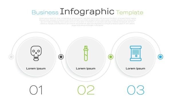设线骷髅，瓶子与爱情药水和法令，纸，羊皮纸，卷轴。业务信息模板。向量图片下载