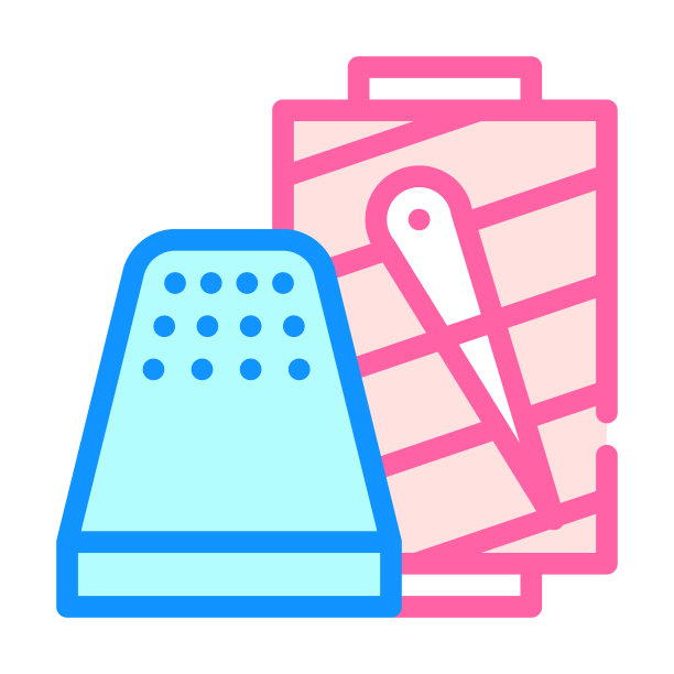 顶针与线颜色图标矢量插图图片下载