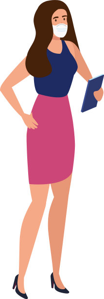 女人戴着口罩用智能手机说话图片下载