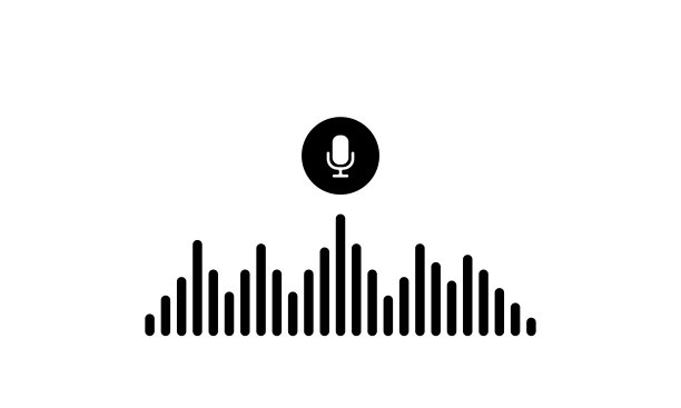 黑色语音识别图标，声波与麦克风图片下载
