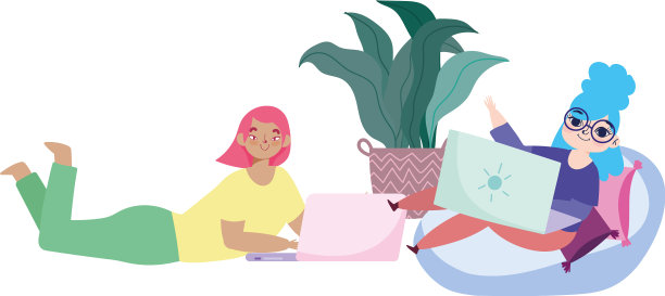 远程工作女性在椅子上和躺着图片下载