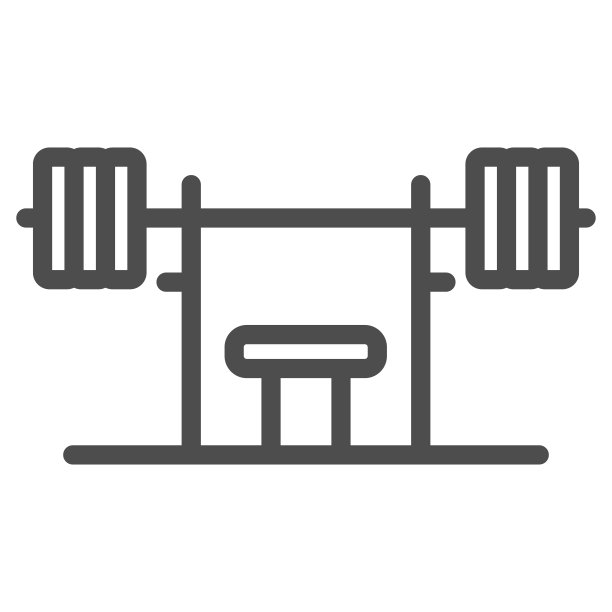 机架与杠铃线图标，健身房概念，杠铃在机架标志上的白色背景，哑铃站图标轮廓风格的移动概念和网页设计。矢量图形。图片下载