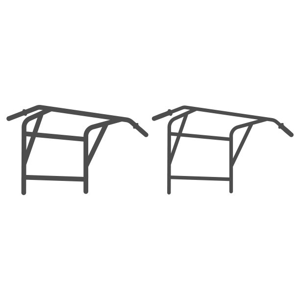 水平条线和固体图标，健身房的概念，设备为上半身锻炼标志上的白色背景，拉起条图标轮廓风格的移动概念和网页设计。矢量图形。图片下载