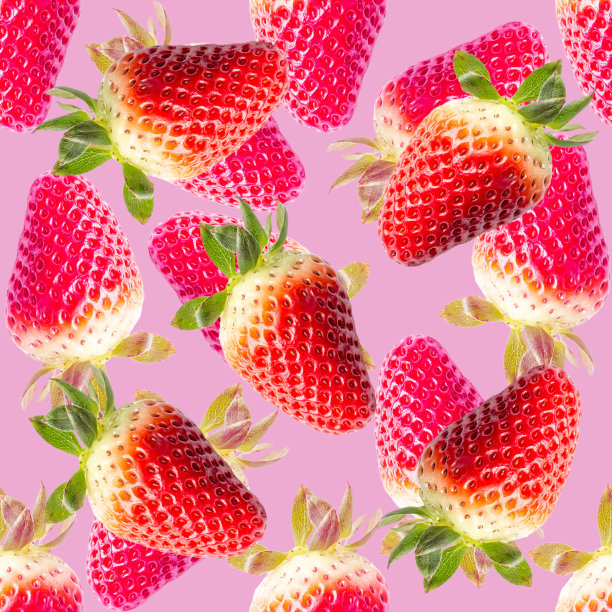 粉色无缝草莓图案图片下载