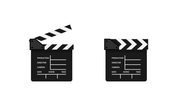 电影场记板图标，电影制作，电影摄影，矢量EPS 10，白色背景上隔离图片下载