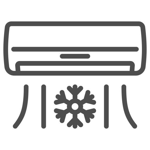 空调线性图标，健身房概念，白色背景上的带雪花标志的空气冷却，用于移动概念和网页设计的轮廓样式空调图标。矢量图形素材图片