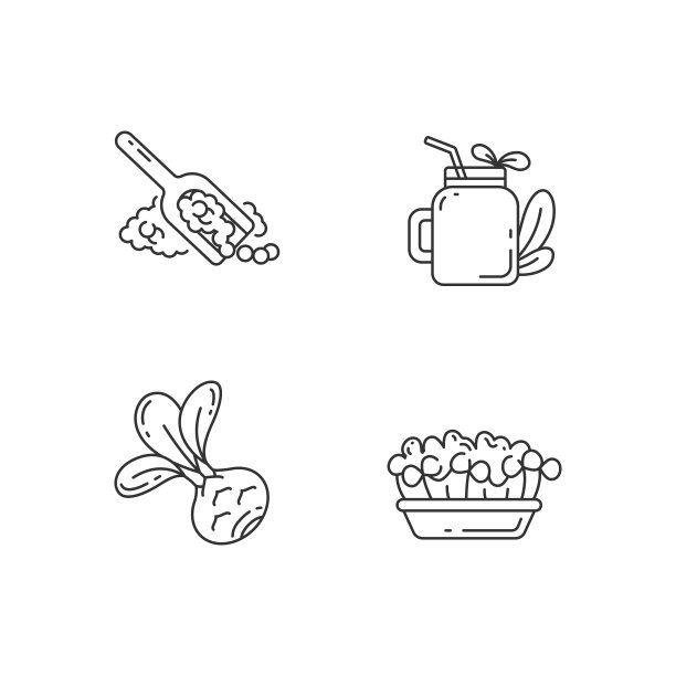 绿色品种像素完美的线性图标集图片下载