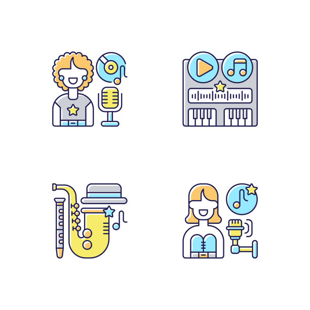 不同的配乐类型RGB颜色图标设置图片下载