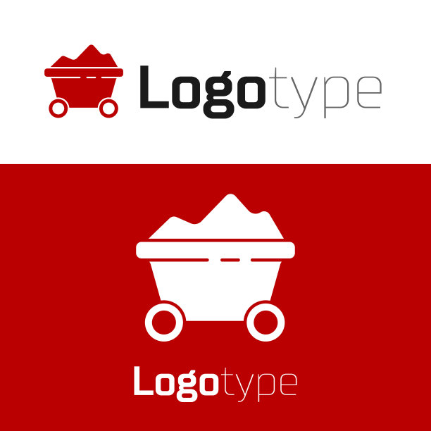 红色煤矿手推车图标孤立在白色图片下载