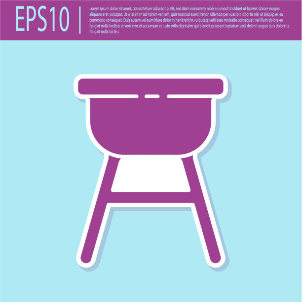 复古紫色烧烤架图标孤立图片下载