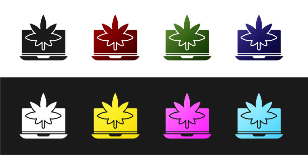 设置笔记本电脑和医用大麻或大麻叶图片下载
