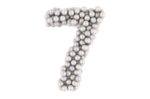 7号从白色珍珠，3D渲染孤立在白色背景图片下载
