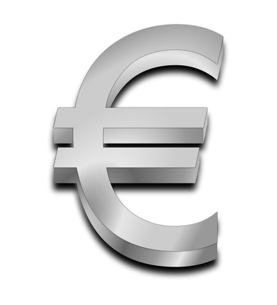 银色欧元符号- 3D插图图片下载