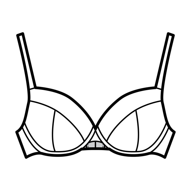 胸罩全杯内衣技术时尚插图与全可调肩带，钩和眼睛关闭图片下载