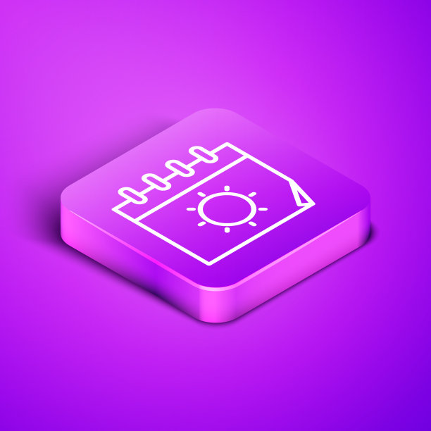 等距线日历与太阳图标隔离图片下载