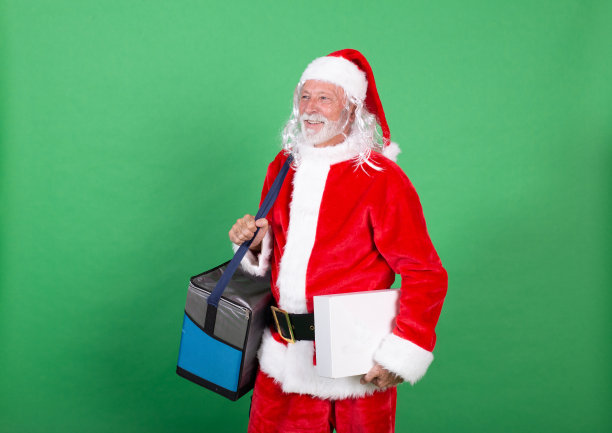 一名送外卖的圣诞老人的照片图片下载
