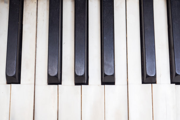 关闭老钢琴键背景照片。有选择性的重点。图片下载