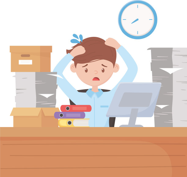 工作压力大，疲惫的员工在办公桌上工作图片下载