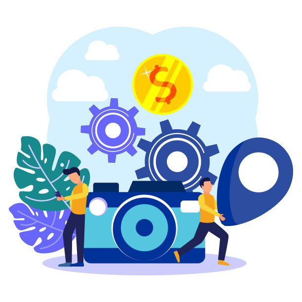 商人站在相机旁边图片下载