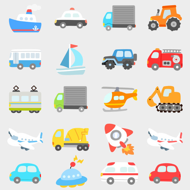 平色运输车辆套装图片下载