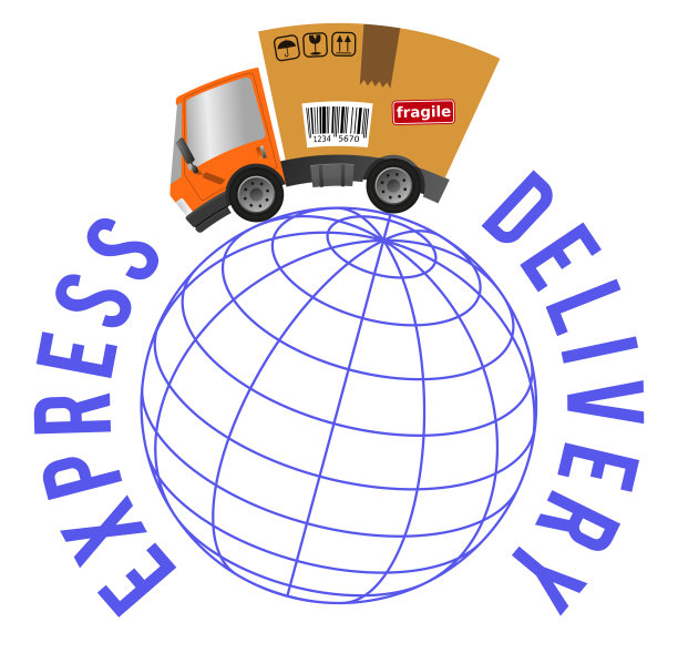 货车与纸箱，概念快递运输图片下载