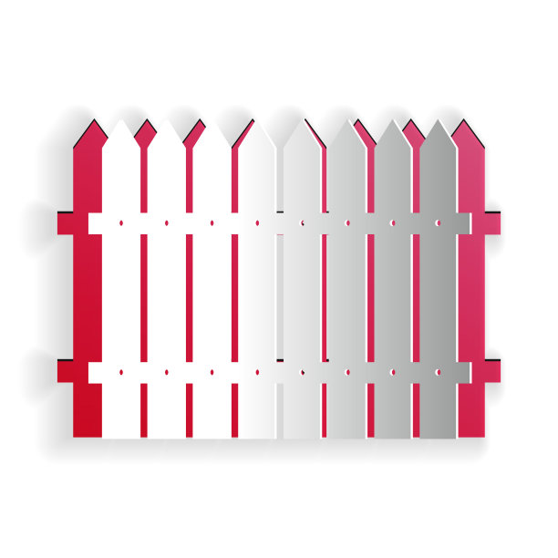 剪纸栅栏木制图标孤立在白色背景。花园篱笆的迹象。纸艺术风格。向量图片下载