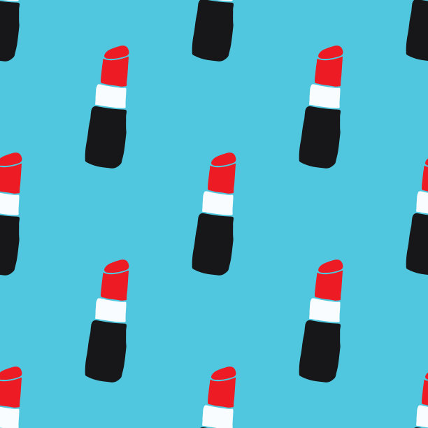 口红无缝图案手绘时尚图片下载