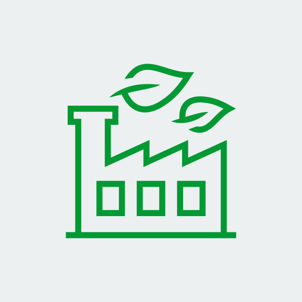 在细线风格的生态工厂图标图片下载