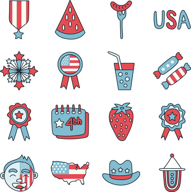 捆绑独立日美国图标图片下载