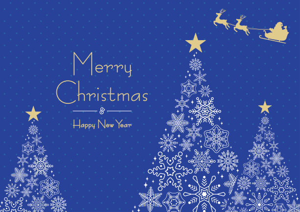 圣诞树框架的雪花与圣诞老人A /蓝色背景图片下载