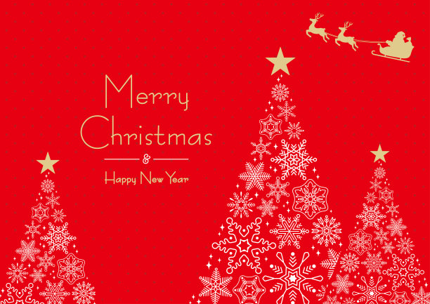 圣诞树框架由雪花与圣诞老人/红色背景图片下载