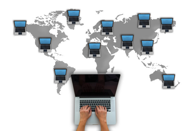 电脑网络，全球通信概念图片下载