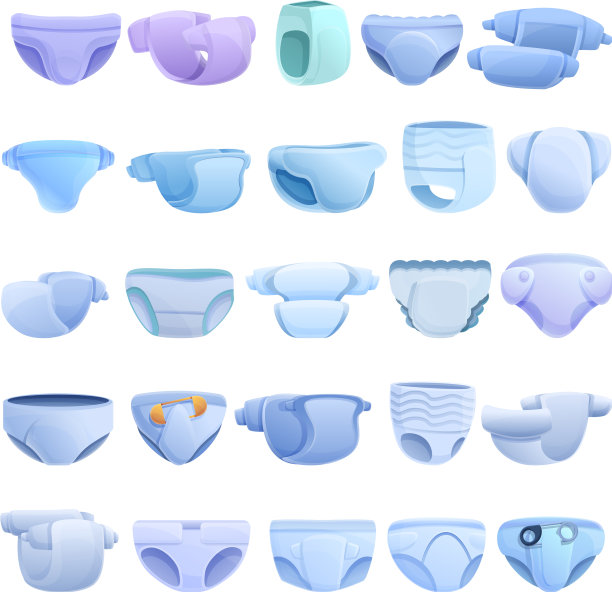 尿布图标设置卡通风格图片下载