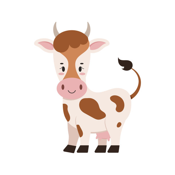 可爱的农场奶牛与乳房平面设计孤立图标图片下载