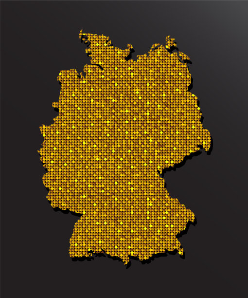 德国国家地图与金色的亮片图片下载